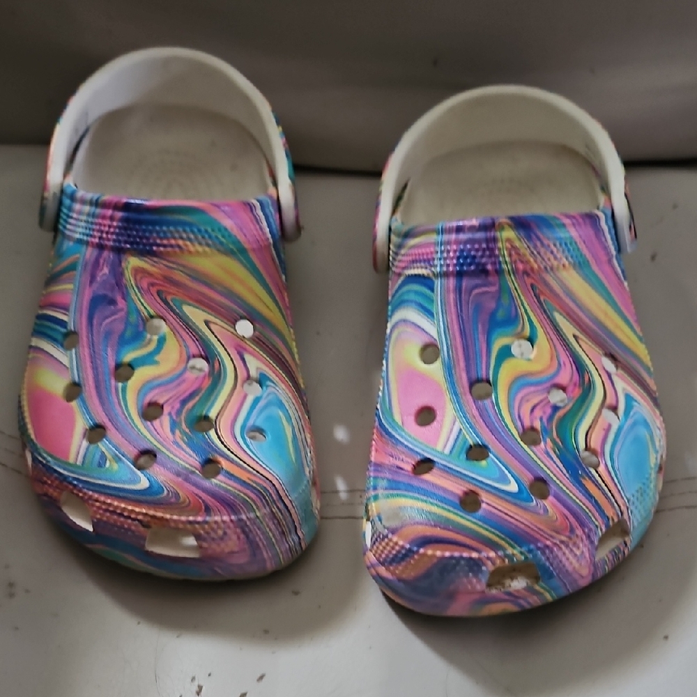 CROCS Blue and Pink Sandals Vibrant Comfort